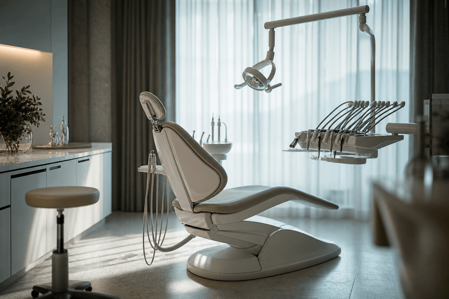 Soft clinical light and quiet geometry